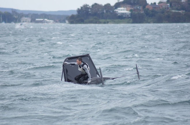 Heaven Can Wait 2012 - Moth foiling in heavy winds - brings more challenges © Greg Dickins